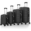 Juskys set di valigie rigide 4 pezzi - lucchetto a combinazione, ruote silenziose a 360°, grande, manico telescopico, leggero - valigie in nero