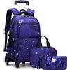 mingqian Zaino con ruote per bambini per ragazzi Ragazze Zaino con ruote Trolley Borsa da scuola Bookbag con borsa per il pranzo Borsa per matite