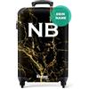 NoBoringSuitcases.com Valigia Personalizzabile, Bagaglio a Mano, Trolley 55x40x20 cm, 10 kg (Marmo - Nero-Dorato)