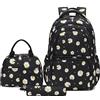 Sunborls Zaino per ragazze, adolescenti, ragazze, libreria, leggero, ad alta capacità, regalo scolastico, 8833_nero, Large, Zaino Floreale