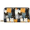 TZTTZT Carino multicolore gatto stampa portafoglio donne, cuoio bifold multi carta portafoglio, portafogli donna borsa lunga