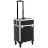 OUKANING Valigetta professionale per trucco, 34 x 24 x 47 cm, con asta telescopica e lucchetto, valigetta per trucchi artisti, parrucchieri, smalto e strumenti per capelli, Nero , 24*34*47cm, moderno