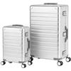 Travelhouse Oslo T6005 - Trolley da viaggio in alluminio, diverse misure e colori, Silber, Handgepäck & Großer Koffer Set