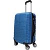 R.Leone Valigia da 1 pezzo Fino a Set 4 Trolley Rigido grande, medio, bagaglio a mano e beauty case 4 ruote in ABS 611 (M Valigia Media, Azzurro)