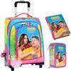 PRESTIGE & DELUXE Trolley Zaino Ninna & Matti per la scuola Bambine + Astuccio 3 piani + Agenda 2025/2026 + omaggio 7 penne e portachiave paillettes