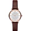 Emporio Armani Orologio Donna, movimento a due lancette, cassa in acciaio inossidabile oro rosa 32 mm con cinturino in pelle, AR11269