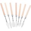 OKUMEYR Strumenti Affidabili per Pittura Set di 7 Spatole con Manico in Legno e Lame in Inossidabile per Creativi e Artistici