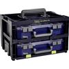 raaco CarryMore mit 2 CarryLite 80 scatola porta oggetti organizer porta minuteria porta viti, cassetta porta attrezzi supporto per 2 valigette CarryLite, sistema trasporto utensili, capacità 25 kg