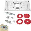 COOVS Lavorazione Del Legno in Alluminio Router Scheda del Banco da Lavoro del Router Piastra Inserto per Tavolo Router in Alluminio 235x120mm con 4 Anelli e Viti