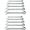GearWrench Set di chiavi combinate a cricchetto SAE/metriche, 10 pezzi, 12 punti, 9418