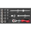 GEDOREred R22150020 - Set di chiavi a bussola 3/8 1/3, modulo CT, 8 pezzi