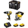 DeWALT Kit DWK213 (Trapano a Percussione DCD996 + Seghetto Alternativo DCS331 + 2 Batterie 5,0 Ah + Caricabatterie + TSTAK VI)