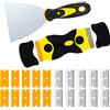 Aorwh Set di 4 spatole, lame per rasatura, raschietto 2 in 1, con 10 lame in plastica e 10 lame in metallo