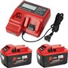 YongerTool Batteria e caricatore 18 V 9,0 Ah con display LCD, porta USB 48-59-1812, ricambio per batterie Milwaukee m18 agli ioni di litio 48-11-1862 1852 1840 1830
