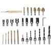LIYJTK Set di punte fai-da-te per la lavorazione del legno Kit di strumenti di perforazione per smusso Punta per trapano svasatore Frese per spine Punzone centrale automatico
