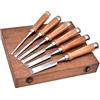 Generic Set di 6 scalpelli per legno con manico in noce in scatola di alta qualità, ideale per falegnameria e artigiani, scalpello piatto da 25 mm incluso