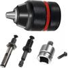 MIRSTORE Mandrino Autoserrante per Trapano Ø 1,5-13 Mm 1/2 - 20 Unf con 3 Adattatori Sds-plus, Esagonale e Quadrato da 1/2 per Avvitatore ad Impulsi