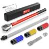 FAMEX 10914 - Set di chiavi dinamometriche 1/2 (12,5 mm) 30-210 Nm, per cambio pneumatici, con 3 bussole e chiave snodata da 60 cm, 630 Nm, prolunga, set di cambio ruota