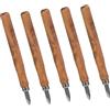 Housoutil Set di 5 Coltelli Manico in Legno Marrone Coltelli per Intaglio Legno Strumenti per Incidere e Creare Design Impugnatura Comoda per Artigianato