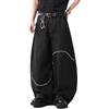 Suncadmious Jeans Larghi e Rilassati da Uomo Stile Vintage con Ricamo Y2k vestibilità Ampia Jeans Oversize da Skateboard Tinta Unita Casual da Lavare (Nero,M)
