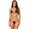 Dadress Micro Bikini Set Extreme Sexy Halter Costume da Bagno Cravatta Laterale G-String Cheeky Tanga Costumi da Bagno 2 Pz Mini Bikini per Le Donne, Nero, Taglia Unica