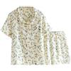 Rfmfkkg Pigiama da donna in garza di cotone con risvolto pigiama a maniche lunghe Set pigiama stampa indumenti da notte 2 pezzi morbidi indumenti da notte, Corto Fiore, M