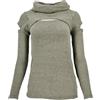 GURU SHOP Psytrance - Maglia a maniche lunghe con spalle aperte, collo alto, da donna, in cotone, verde oliva, 42