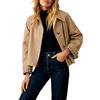 Anuedgis, cappotto da donna smanicato classico con petto singolo e colletto a revers per abbigliamento smart casual primaverile autunnale, cachi, S