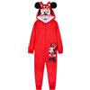 Disney Pigiama Stitch Bambina Intero - Pigiamone Stitch in Pile con Zip 2-14 Anni - Pigiami Interi con Cappuccio per Ragazza (Rosso Minnie, 4-5 Anni)