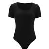 TDEOK Body da donna a maniche corte, colore: bianco: body da donna a maniche corte, elegante, con scollo a V, a maniche lunghe, sexy, body da donna, in tinta unita, casual, biancheria intima, Nero , XS