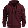 Fulidngzg Felpa Uomo Invernale con Zip Frontale e Cappuccio Regolabile Giacca da Lavoro Leggera Elegante Termica Taglie Forti con Tasche Multiple per Primaverile Autunnale Palestra Trekking,Blu,3XL