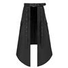Generic Gonna da uomo vintage gotico steampunk medievale tradizionale scozzese kilt fashion kendo gonne steampunk kilt per uomo tartan kilt con borsa halloween utility kilt, B nero, XXL