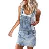 LZPCarra Salopette jeans corta da donna, vestito salopette in jeans, tuta in jeans, overall, jumpsuit, playsuit, tuta pantalone, romper, pantaloni con bretelle, gonna con pettorina, gonna in jeans, minigonna
