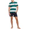 POMPEA Pigiama Uomo Lucio in Cotone, Pigiama Corto con T-Shirt a Righe Scollo Serafino e Pantaloncino Tinta Unita con Tasche Laterali (Tg. L - Blu Navy)
