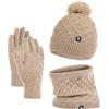 Generico Completo Cappello E Sciarpa 𝐃onna Set di guanti sciarpa cappello lavorato a maglia per donna Guanti caldi Sciarpa invernale Set invernale per regalo per la stagione Sciarpa E (GY2, One Size)