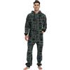 QIYUANT Pigiama Uomo Intero Tutina in Vello di Corallo Cerniera Intera Manica Lunga con Cappuccio Invernali Caldo Pigiami Monopezzo Onesies Tuta da Casa (Verde Scuro, L)