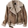 Generic Giacca in pelle sintetica da donna, parka con fodera spessa, cappotto invernale in montone, giacca pelle, cappotti invernali alla moda 2025
