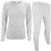 THMO Set di biancheria intima termica da donna con leggings foderati in pile e maglia a maniche lunghe per l'inverno, bianco, S-M