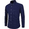 Zanisouta Camicia in velluto a coste, da uomo, elegante, vestibilità stretta, per il tempo libero, in flanella, con maniche lunghe, con pulsante basso, camicia a maniche lunghe, tinta unita