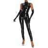 Generisch Carnevale Body Lucido in Pelle PU con Zip Lingerie Donna Sexy Clubwear Catsuit Abbigliamento Moda, Nero , S