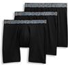 Jockey Boxer da uomo in microfibra attiva, a gamba lunga, 22,9 cm, confezione da 3, nero, Small