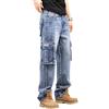 Generic Jeans cargo da uomo casual larghi hip hop in denim jeans da lavoro hip hop con tasche, Stile retrò., L