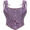 GMQWRK Corsetto rinascimentale da donna, stile 40, con laccetti sul davanti, bustino con spalline e vita disossata, stile vintage, con lacci, push-up, body per steampunk, Halloween, cosplay, Viola, M