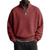 generic Maglione da uomo con zip a tre quarti, in maglia leggera, a maniche lunghe, con collo a polo, a girocollo, casual, con zip, in maglia, top, Grigio scuro, 4XL