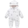 Niltracy Tuta da neve per neonato maschietto, tutina in pile, caldo, con orsetto, bianco, 0-3 Months