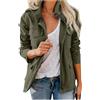 Generic Giacca militare da donna con più tasche, leggera con zip e bottoni a pressione, giacca bomber da donna con tasche, Marina Militare, XL