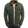 F6QUM Giacca di jeans da uomo con bottoni slim fit tinta unita manica lunga casual shacket cappotto di jeans con tasca a patta, Blu, L