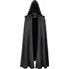 Caxndycing Halloween uomo gotico medievale LARP vestito completo mantello strega cosplay accessorio adulto costume maschera cosplay vampiro strega mantello con cappuccio, Nero , XL
