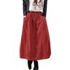 Generisch Gonna da donna invernale in cordino, gonna midi lunga, gonna con vita elastica, linea ad A, gonna a pieghe, Blu, L