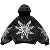 Juankrynord Uomo Stampa Teschio Modello Manica Lunga Felpa con Cappuccio Hip Hop Harajuku Unisex Stile College Allentato Oversize Street Felpa Retro Coppia (Nero 1,XXL)